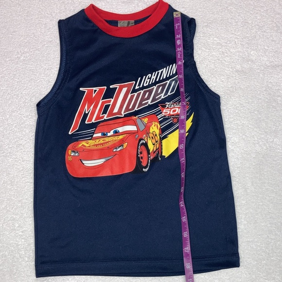 Disney Pixar lightning McQueen navy red race car tank top size 7 - Picture 2 of 6